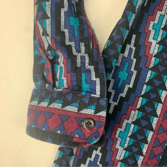 Panhandle Slim mens XL 17.5 western button down shirt Aztec long sleeve blue pur - Picture 6 of 10
